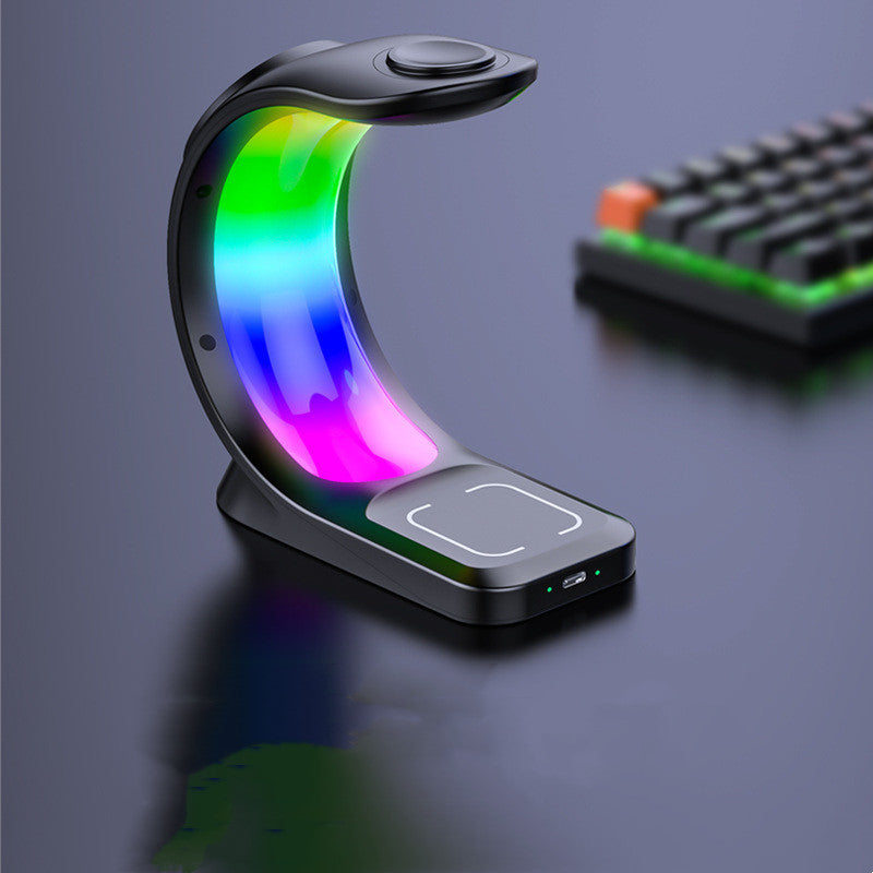 4 In 1 Magnetic Wireless Charger Fast Charging For Smart Phone Atmosphere Light Charging Station For Airpods Pro I-phone Watch CyclistShorts